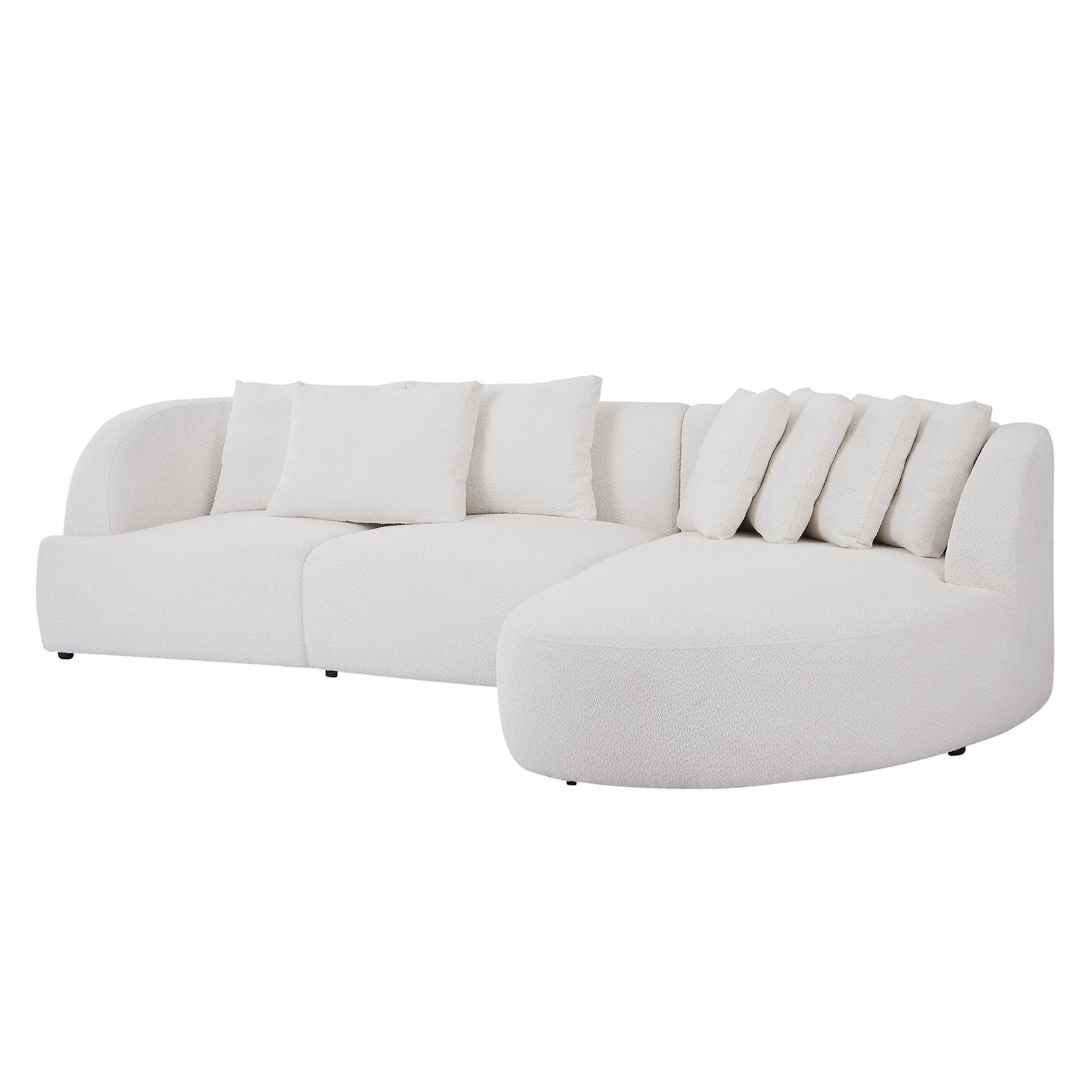 Deep Seat Couch with Chaise Lounge, Curved Corner Sectional, Beige