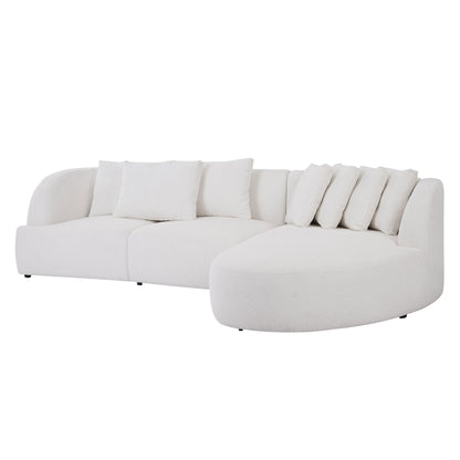 Deep Seat Couch with Chaise Lounge, Curved Corner Sectional, Beige