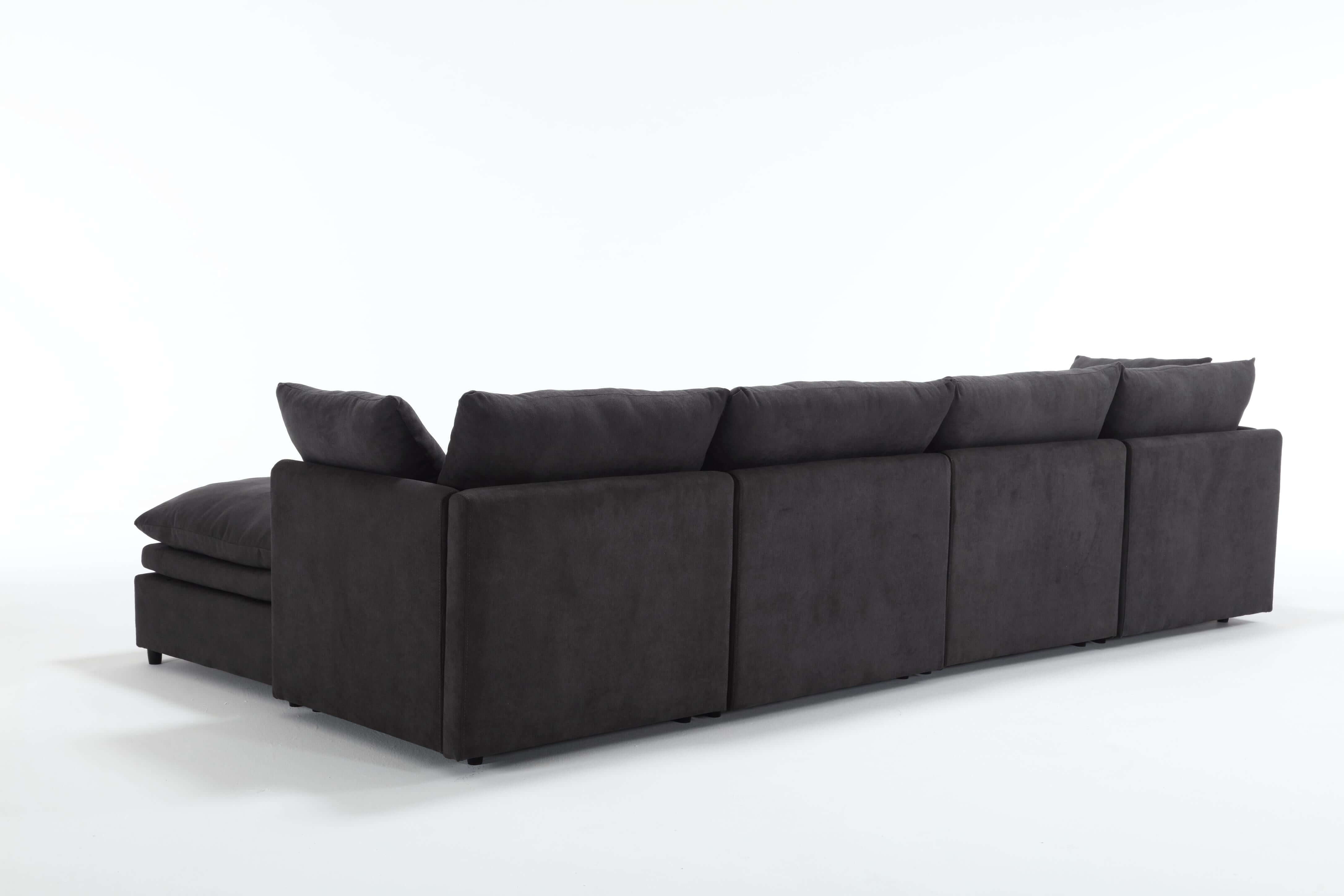 Modular Cloud Couch, U Shaped Sectional Sofa with Ottoman, Gray