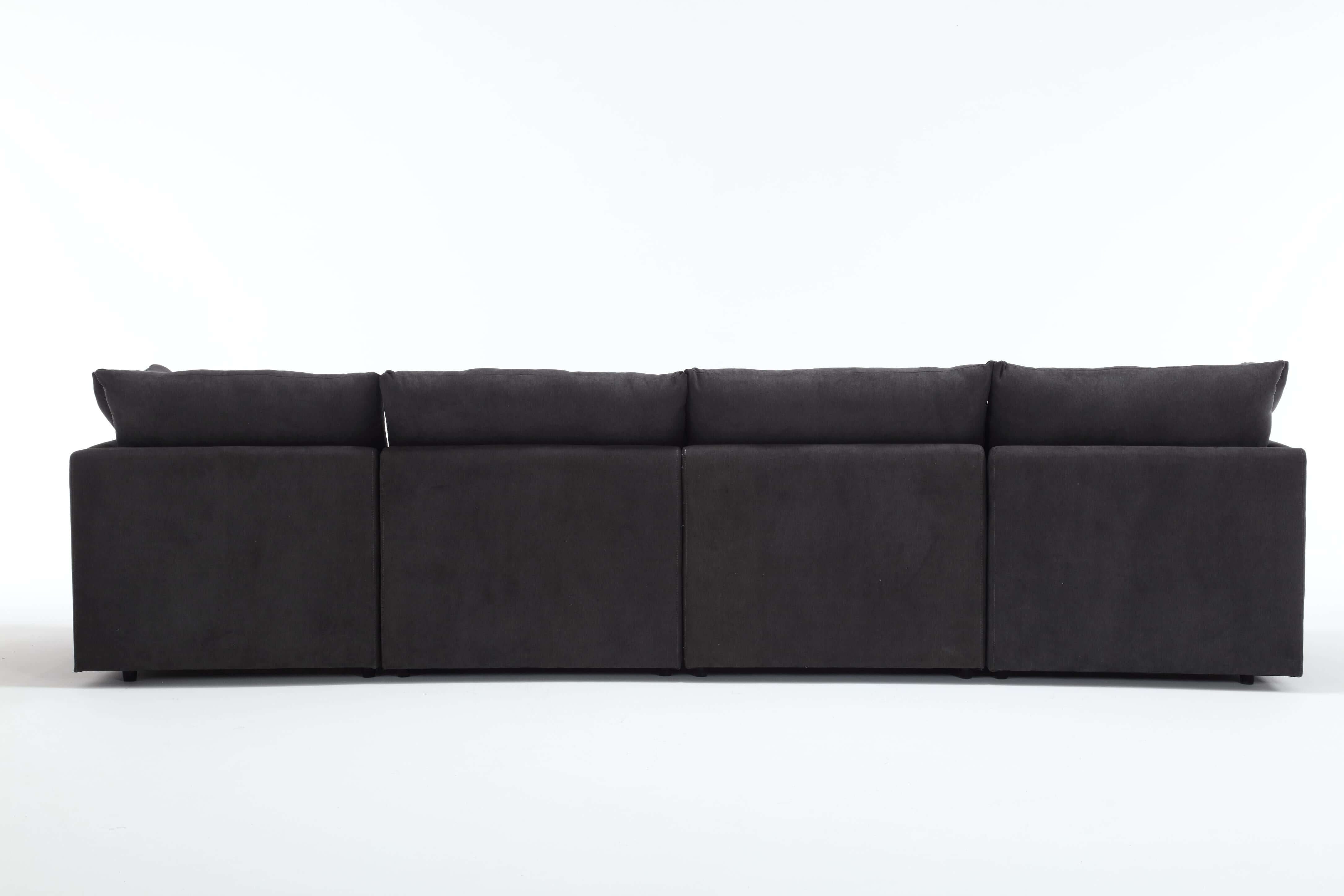 Modular Cloud Couch, U Shaped Sectional Sofa with Ottoman, Gray