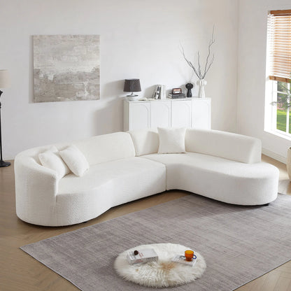 Luxury Curved Sofa, White Sectional Couch with Chaise