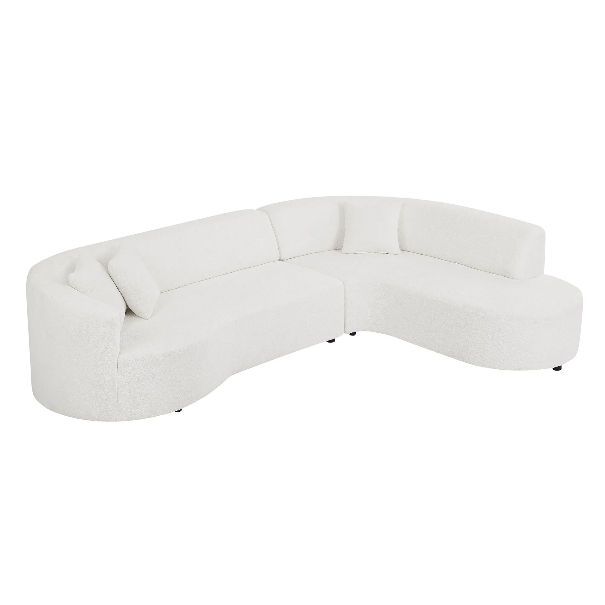 Luxury Curved Sofa, White Sectional Couch with Chaise