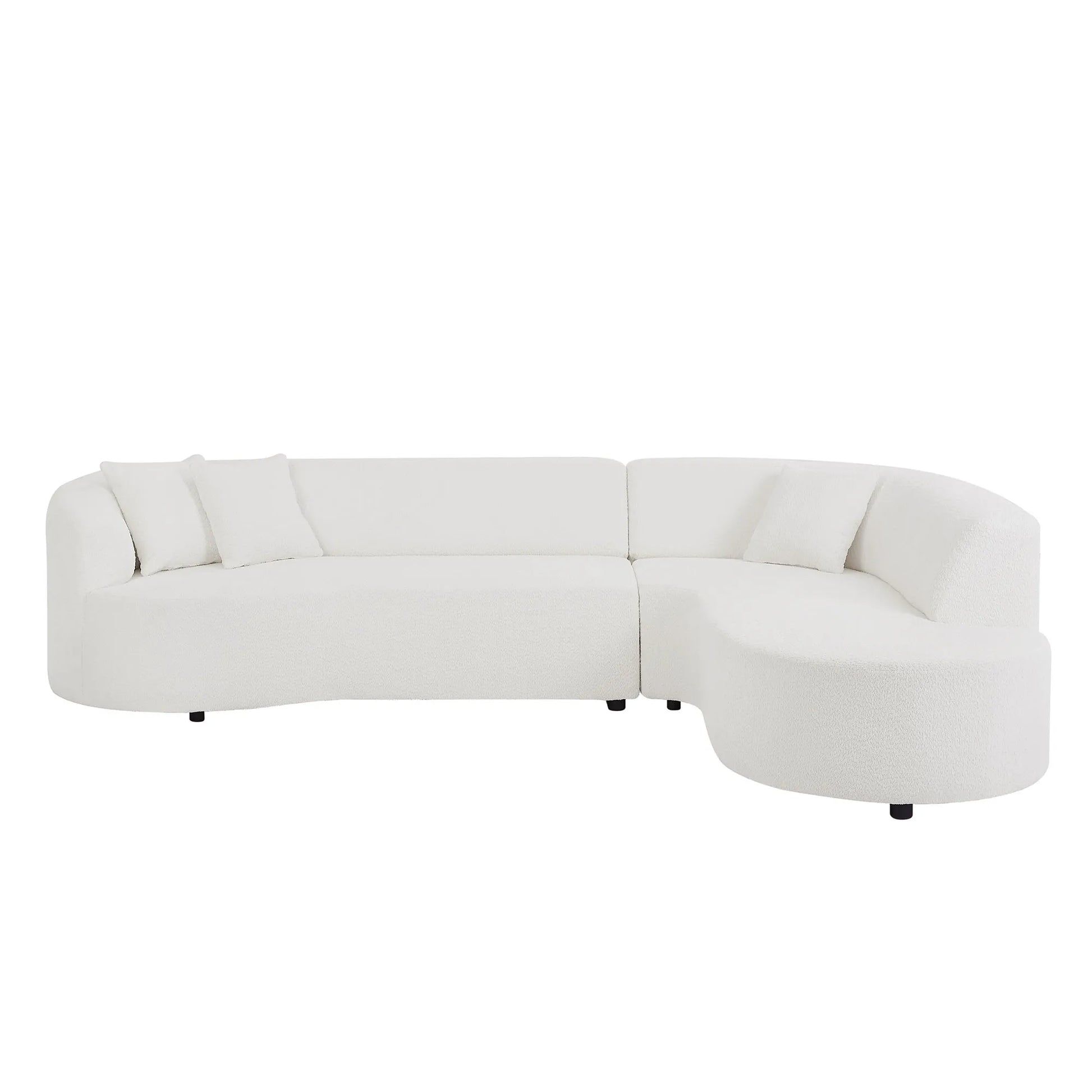 Luxury Curved Sofa, White Sectional Couch with Chaise