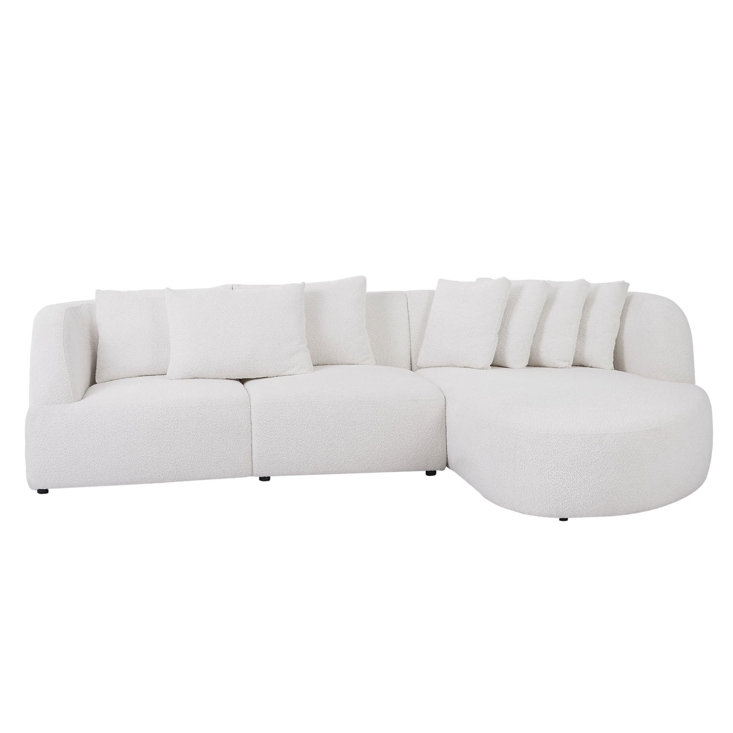 Deep Seat Couch with Chaise Lounge, Curved Corner Sectional, Beige