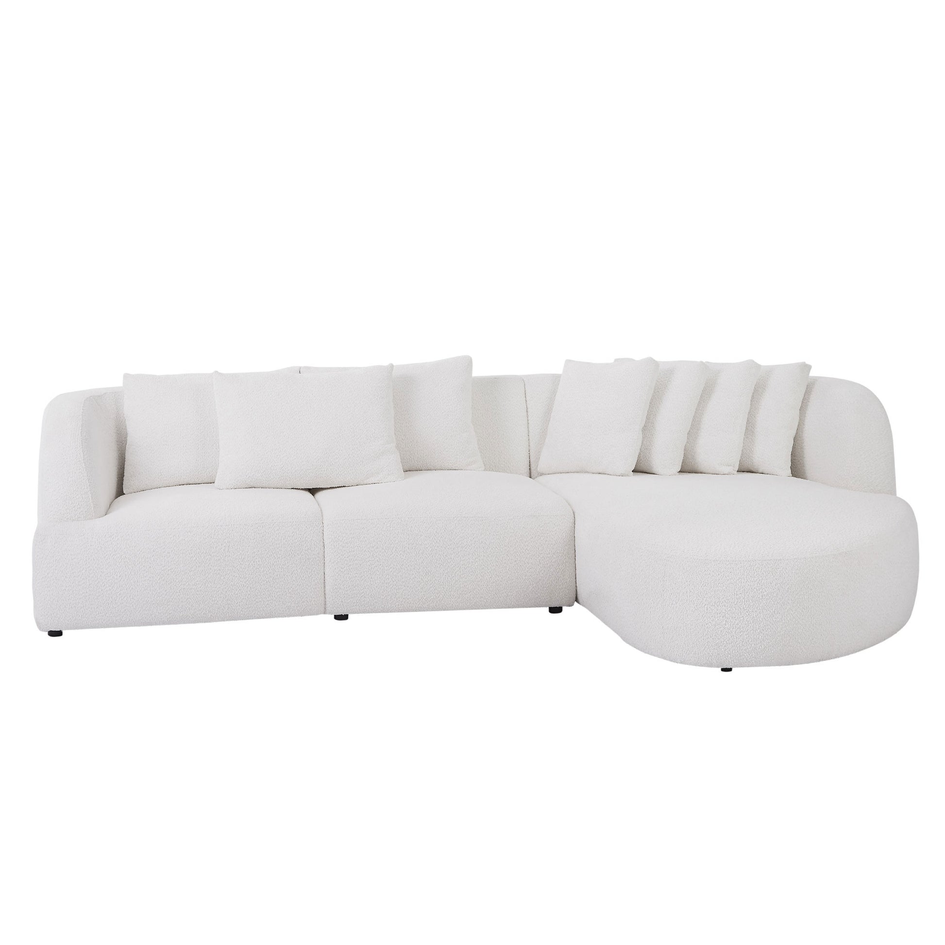 Deep Seat Couch with Chaise Lounge, Curved Corner Sectional, Beige
