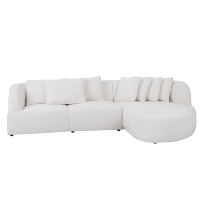 Deep Seat Couch with Chaise Lounge, Curved Corner Sectional, Beige