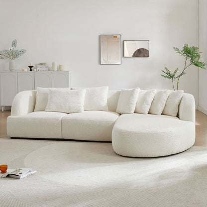 Deep Seat Couch with Chaise Lounge, Curved Corner Sectional, Beige