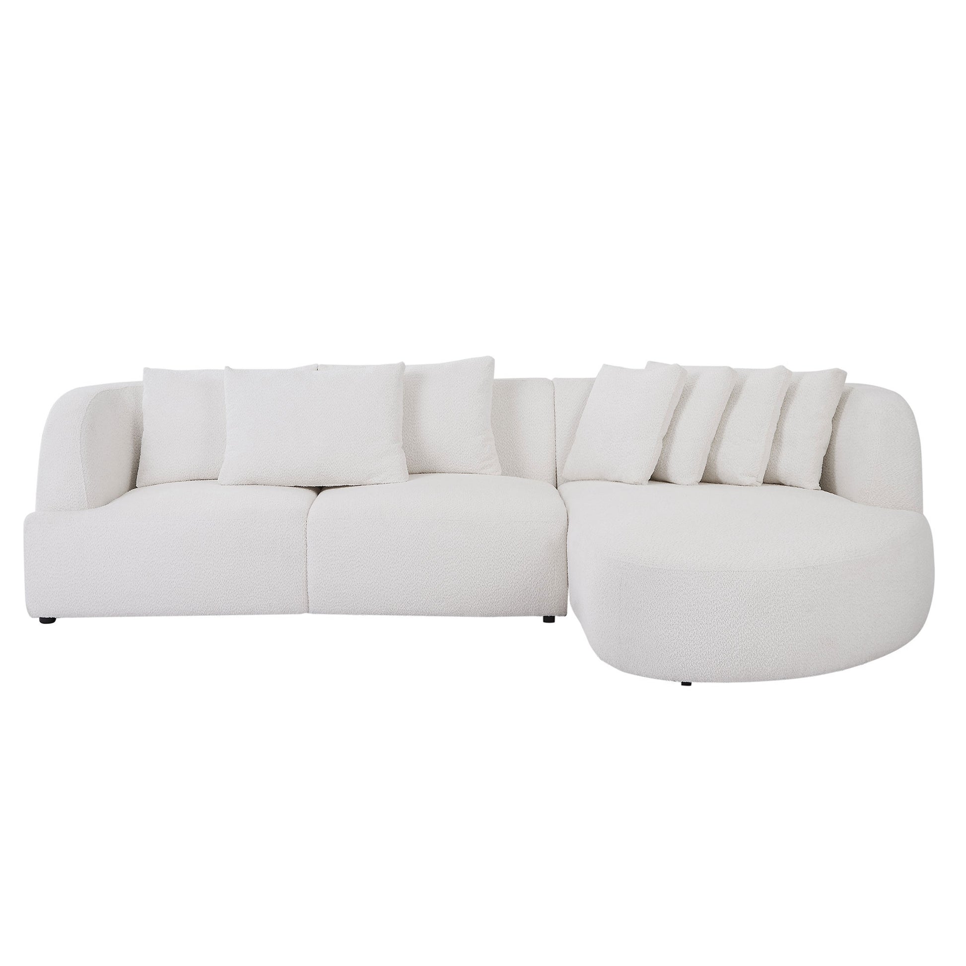 Deep Seat Couch with Chaise Lounge, Curved Corner Sectional, Beige