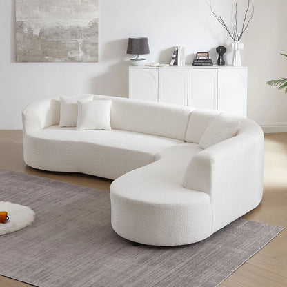 Luxury Curved Sofa, White Sectional Couch with Chaise