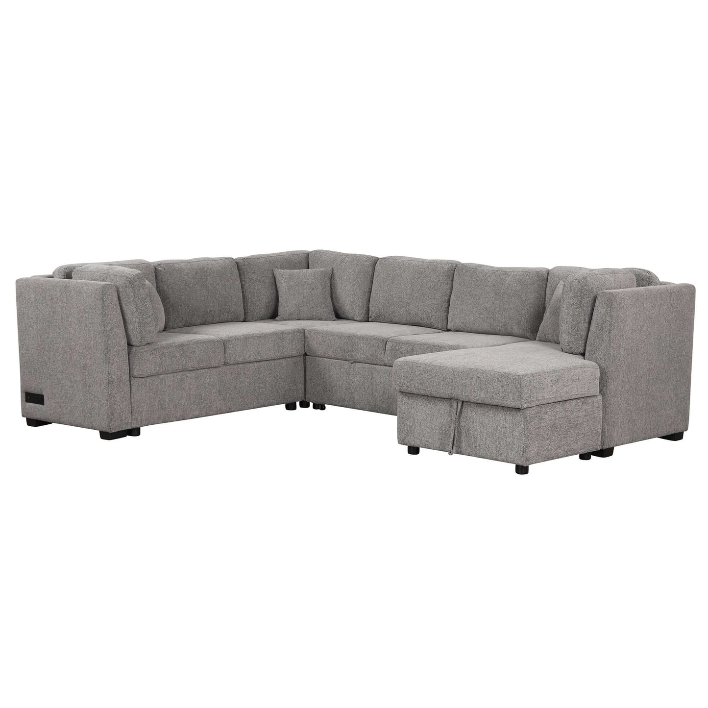 Louie Sectional Sleeper Sofa, Couch with Chaise and Storage - Gray