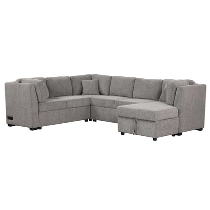 Louie Sectional Sleeper Sofa, Couch with Chaise and Storage - Gray