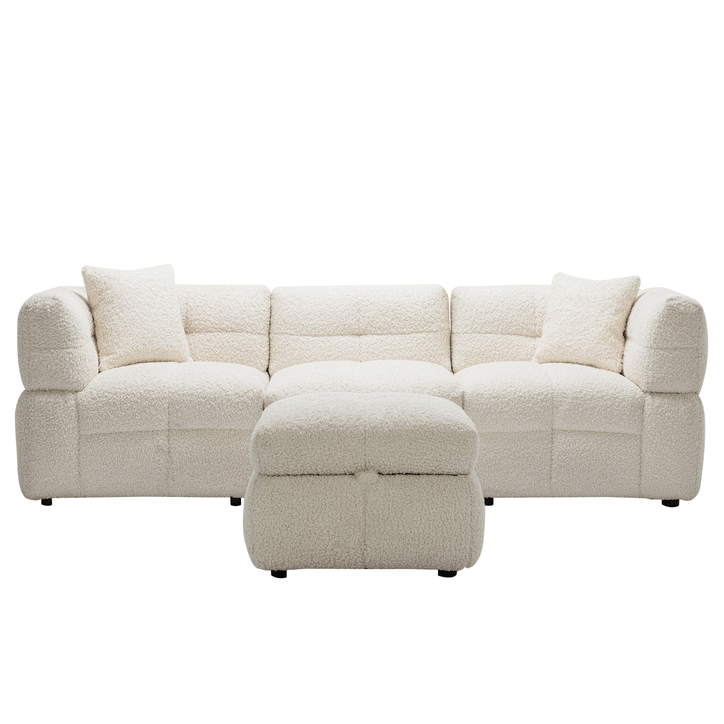 Small Couch, Sectional with Ottoman - Beige