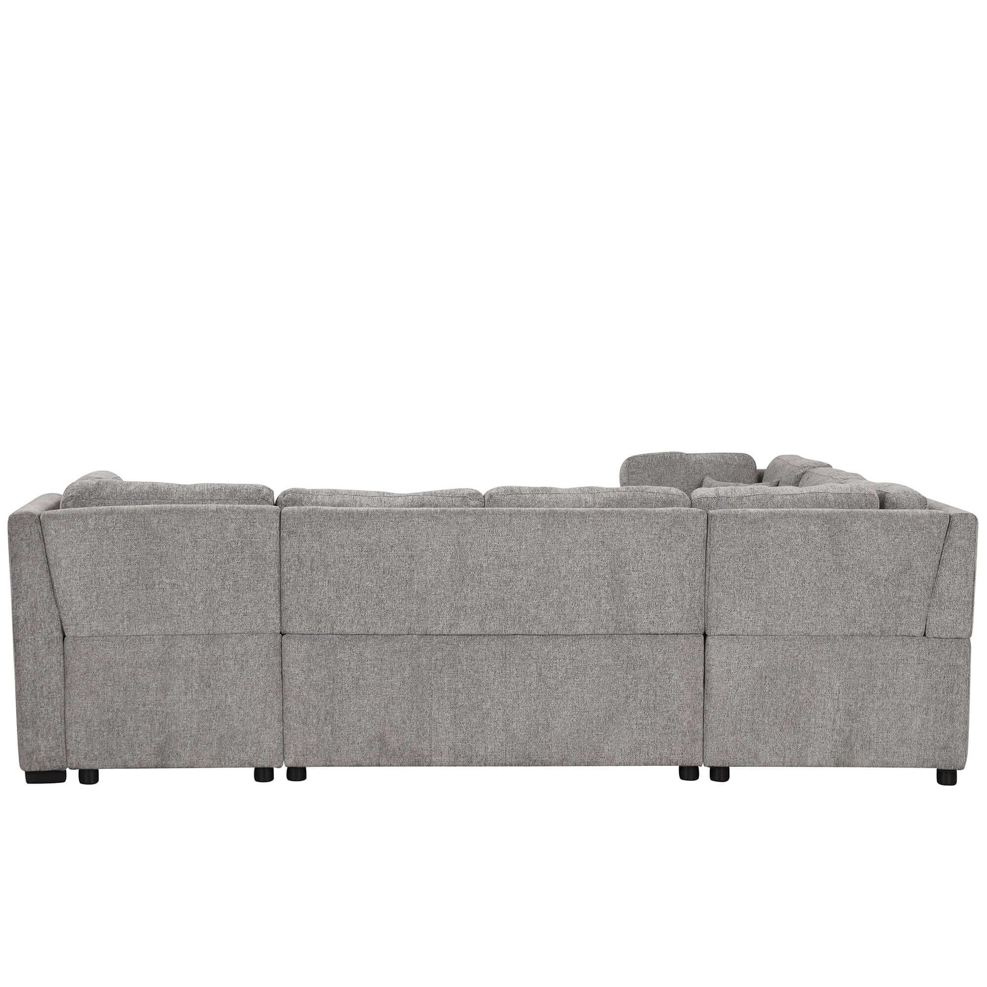 Louie Sectional Sleeper Sofa, Couch with Chaise and Storage - Gray