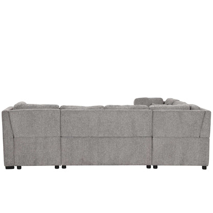 Louie Sectional Sleeper Sofa, Couch with Chaise and Storage - Gray