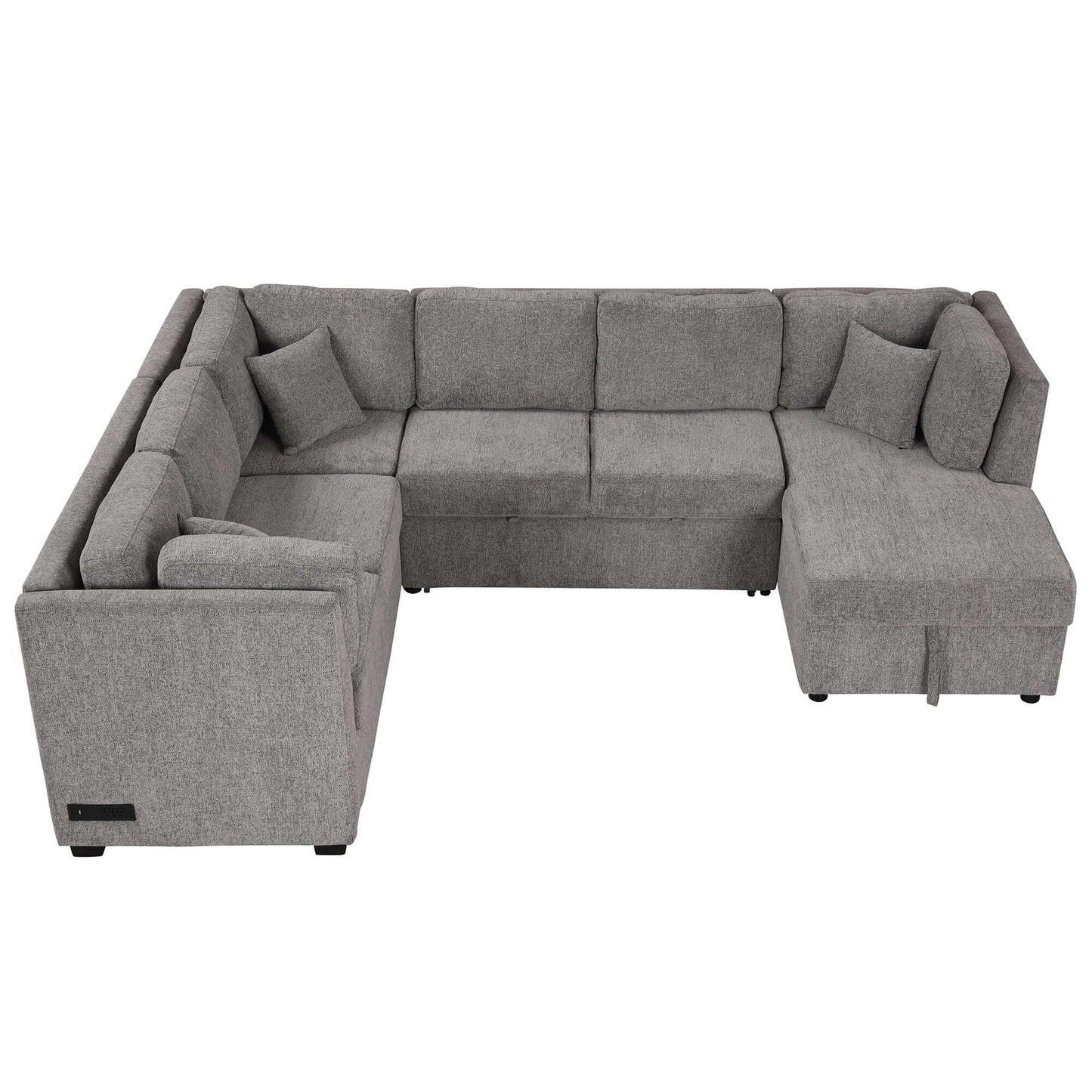 Louie Sectional Sleeper Sofa, Couch with Chaise and Storage - Gray