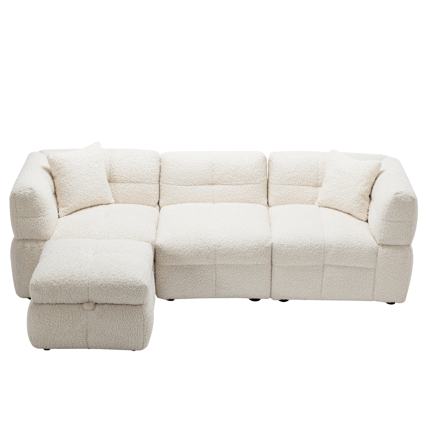 Small Couch, Sectional with Ottoman - Beige