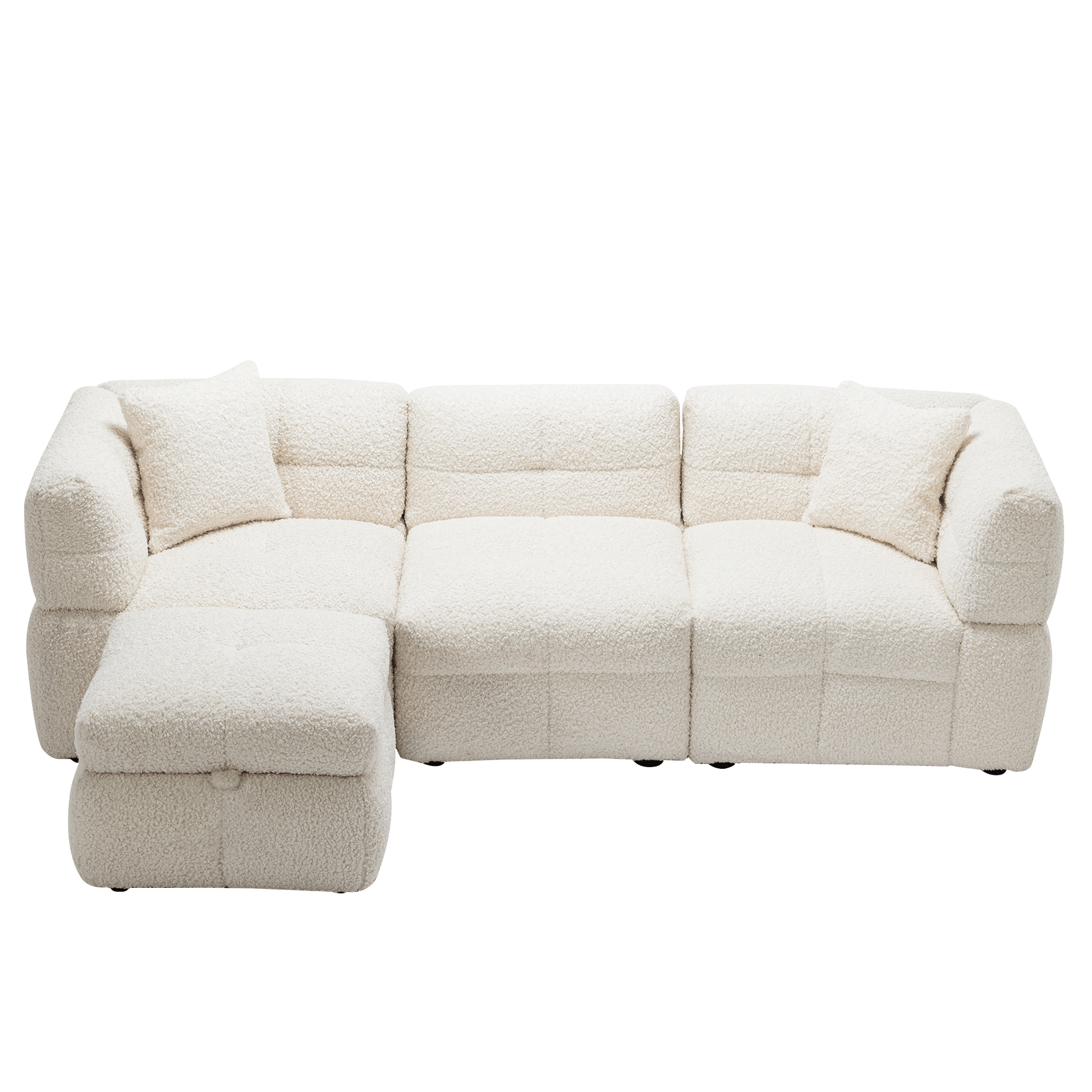 Small Couch, Sectional with Ottoman - Beige