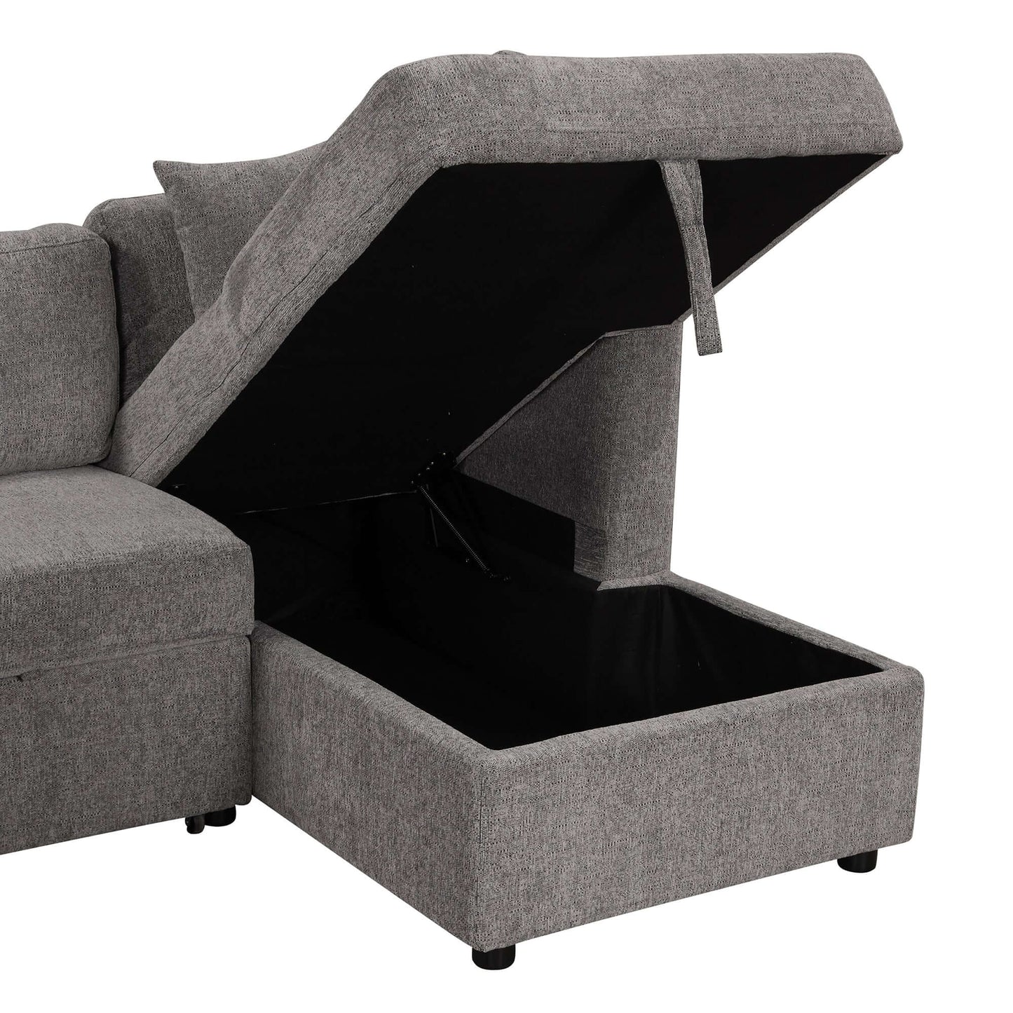 Louie Sectional Sleeper Sofa, Couch with Chaise and Storage - Gray
