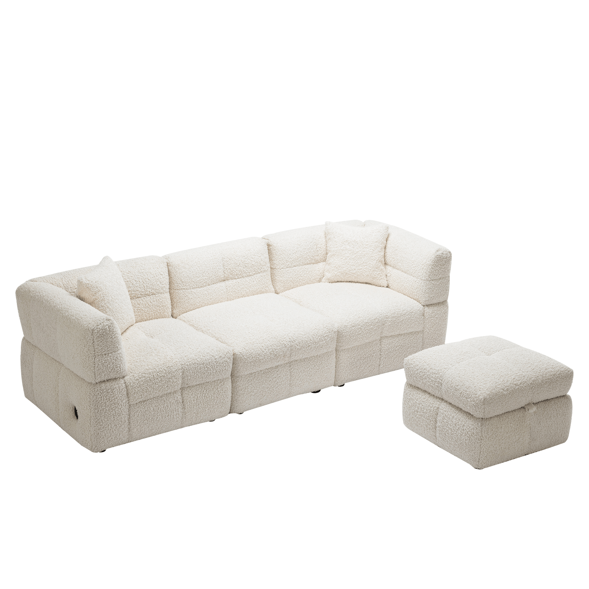 Small Couch, Sectional with Ottoman - Beige
