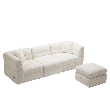 Small Couch, Sectional with Ottoman - Beige