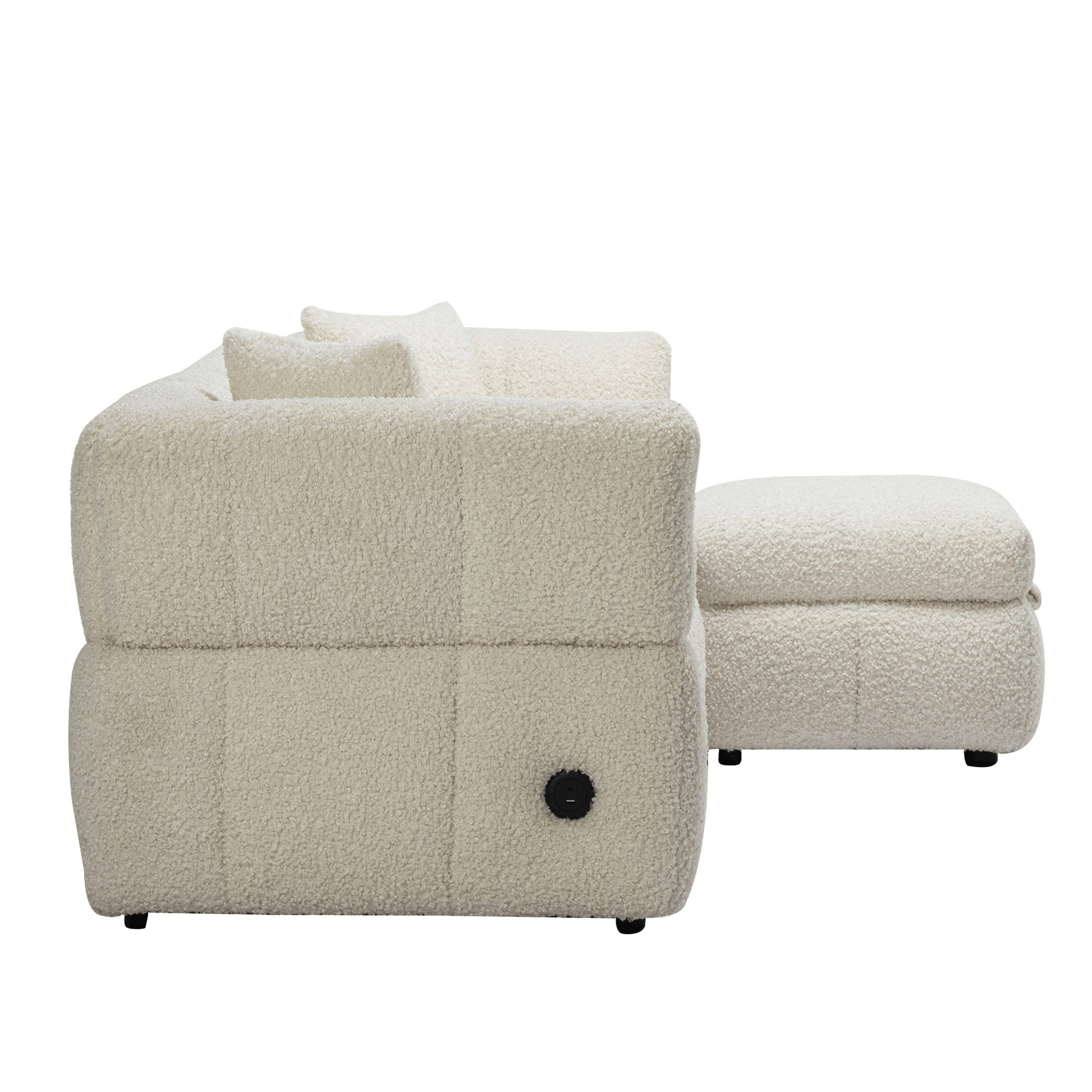 Small Couch, Sectional with Ottoman - Beige