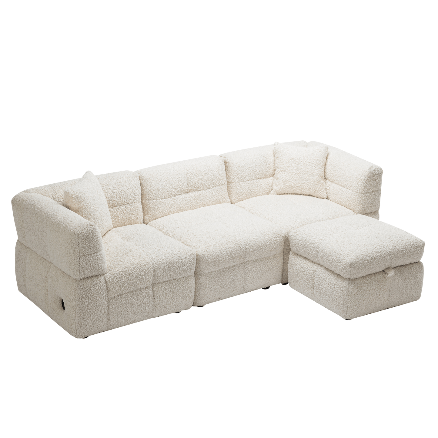 Small Couch, Sectional with Ottoman - Beige