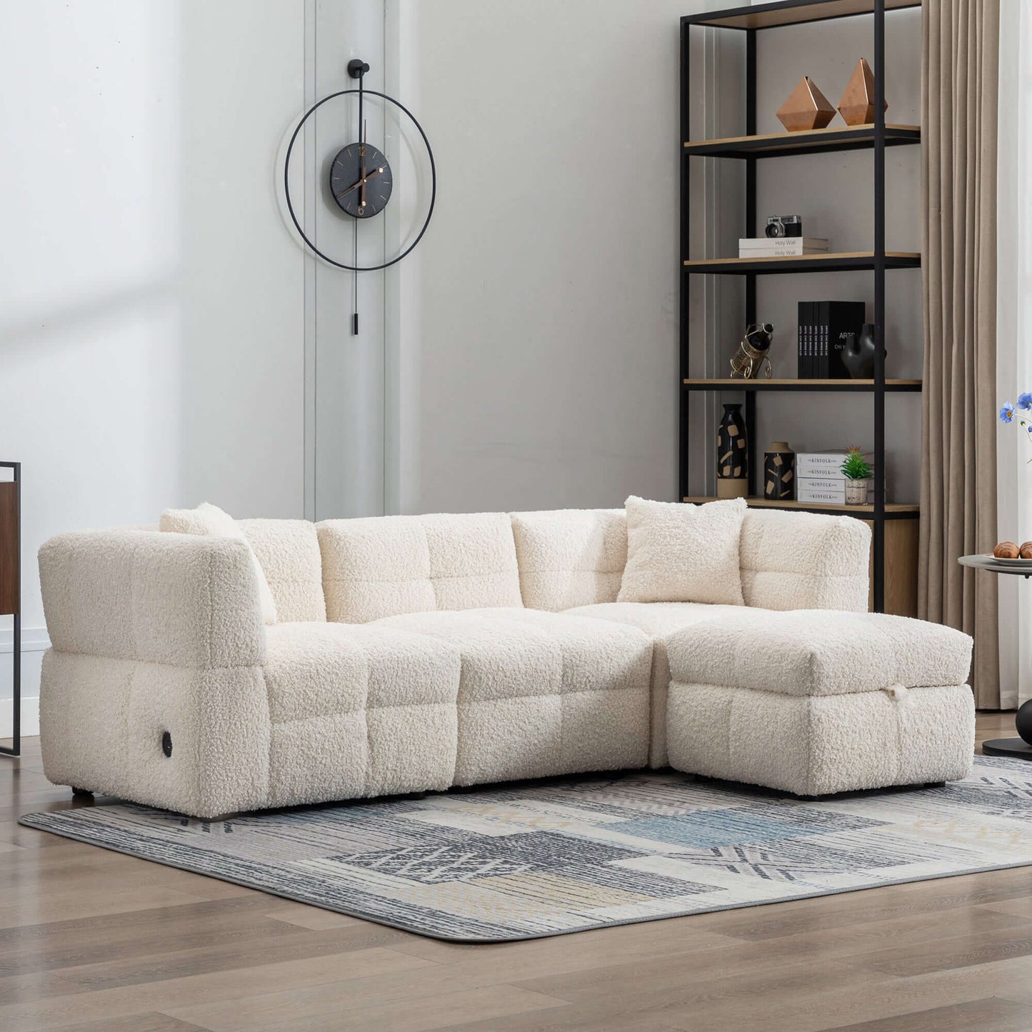 Small Couch, Sectional with Ottoman - Beige