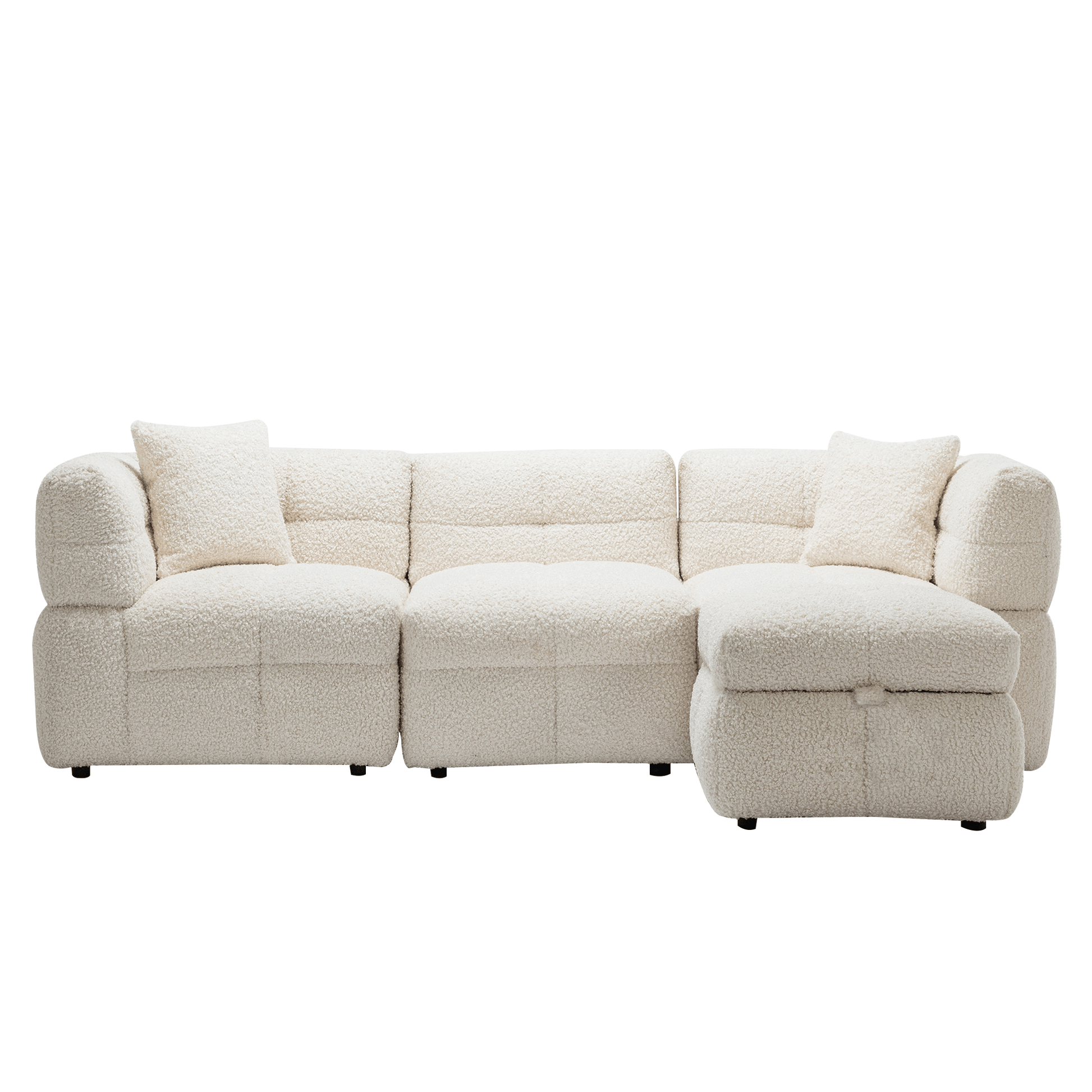 Small Couch, Sectional with Ottoman - Beige
