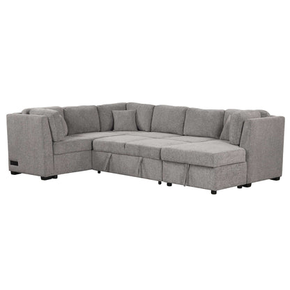 Louie Sectional Sleeper Sofa, Couch with Chaise and Storage - Gray