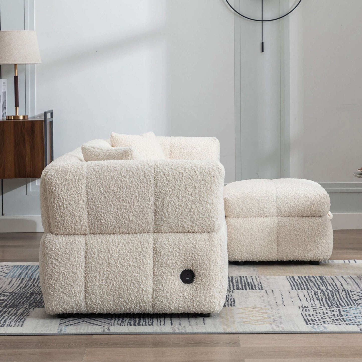 Small Couch, Sectional with Ottoman - Beige