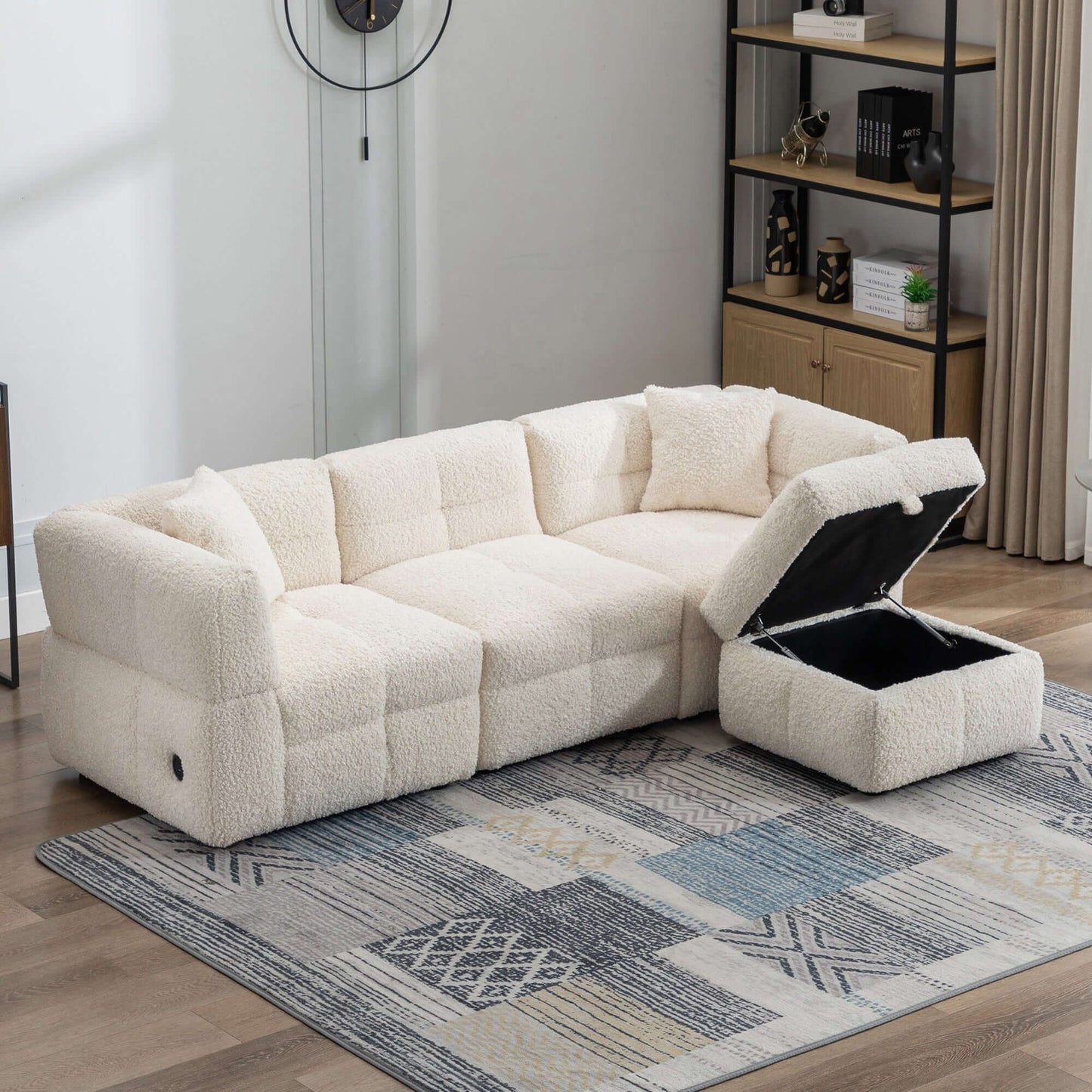 Small Couch, Sectional with Ottoman - Beige