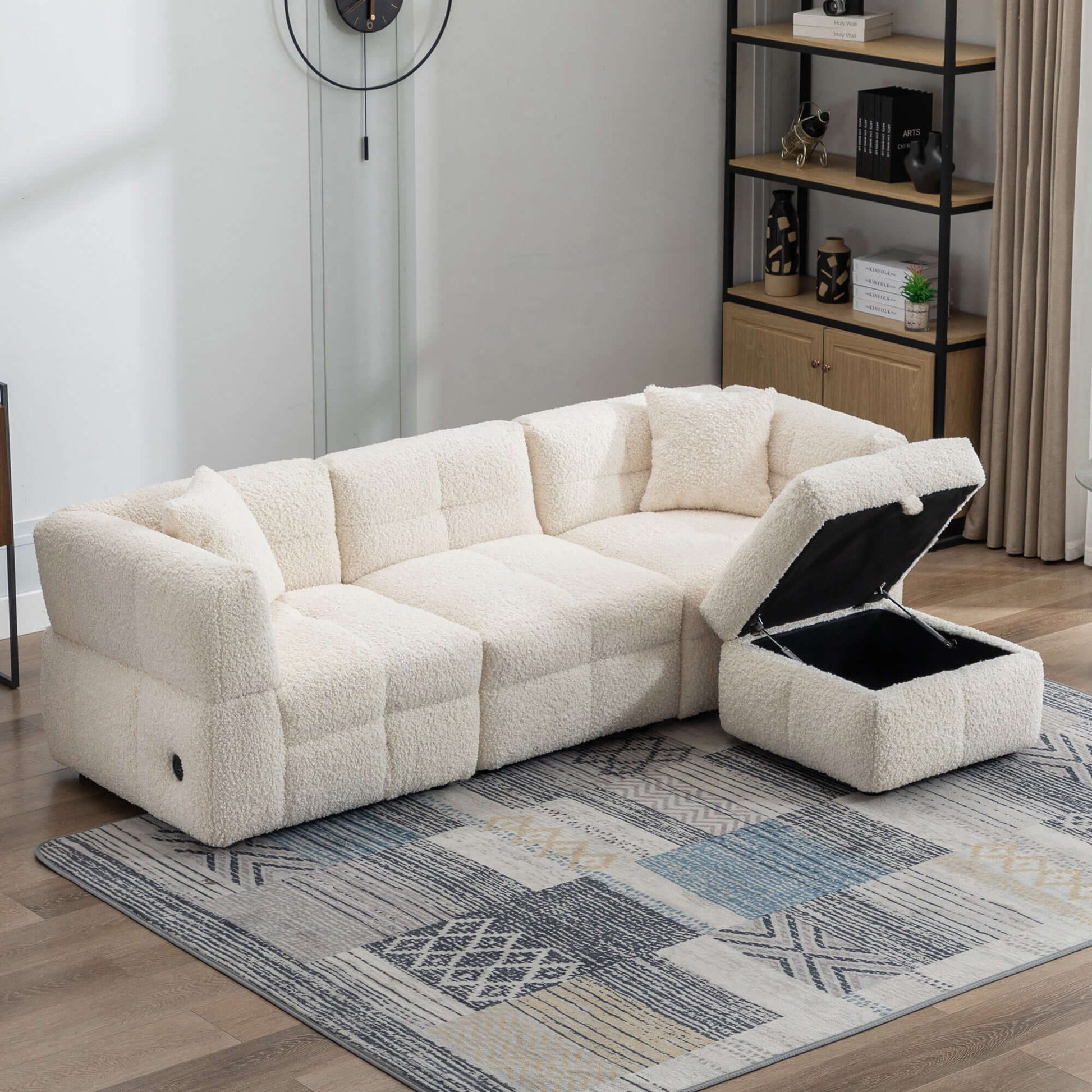 Small Couch, Sectional with Ottoman - Beige