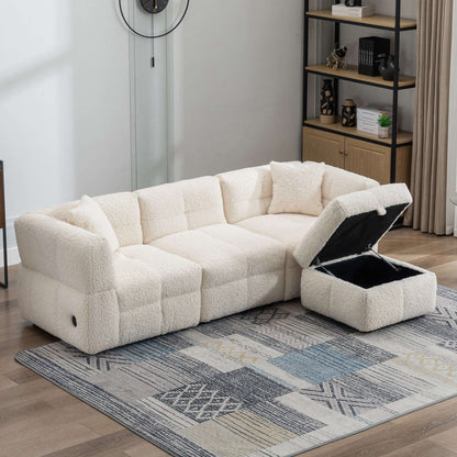 Small Couch, Sectional with Ottoman - Beige