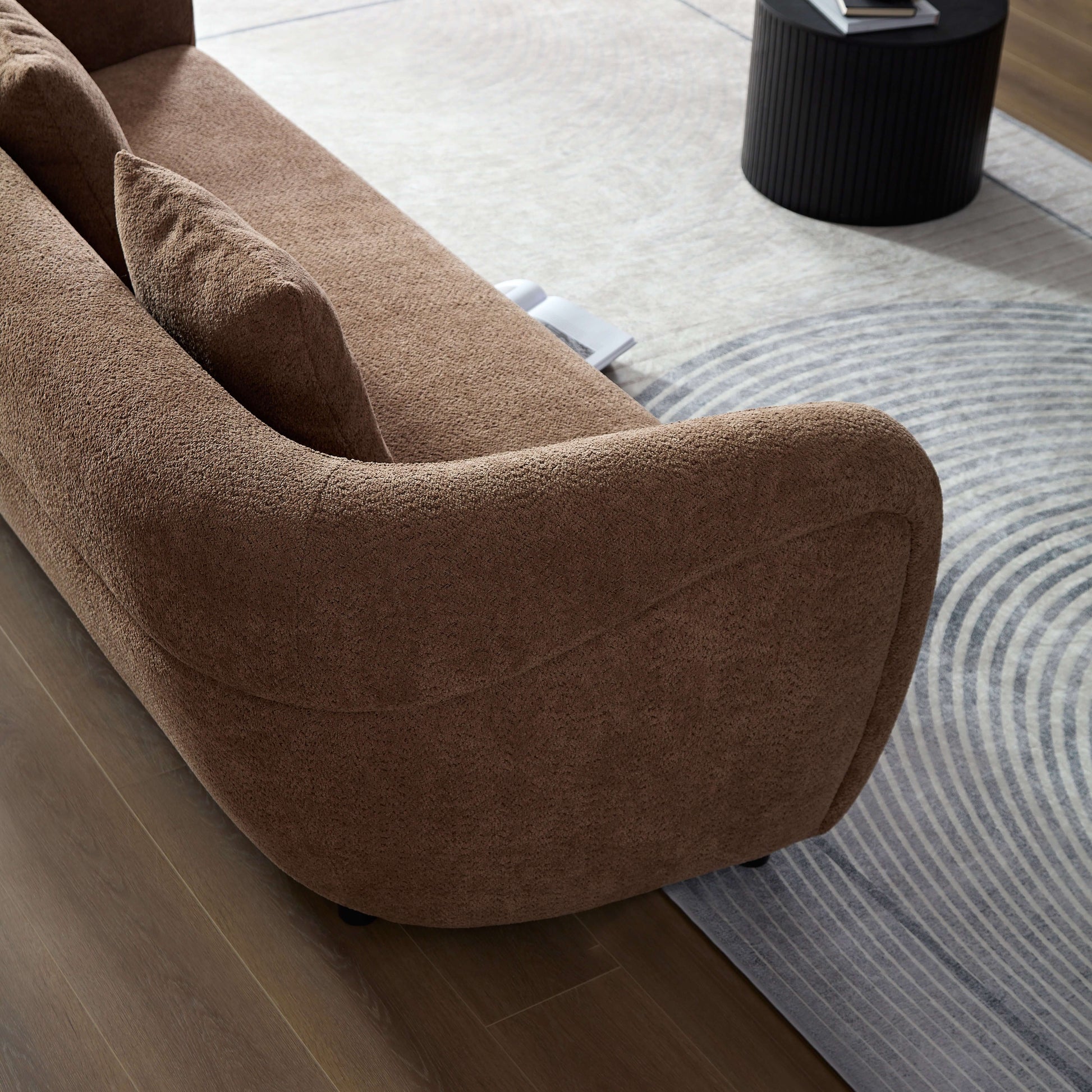 Modern Deep Seat Sofa, Plush Upholstered Couch, Camel