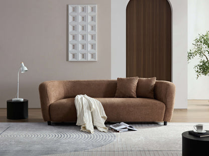 Modern Deep Seat Sofa, Plush Upholstered Couch, Camel