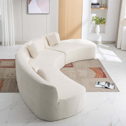 Curved Sofa, Modern Large Sectional Couch - Beige