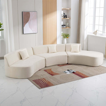 Curved Sofa, Modern Large Sectional Couch - Beige