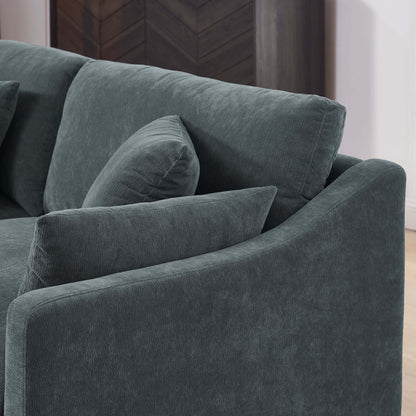 Sofa L Shape, Corner Sectional Couch with Ottoman, Gray