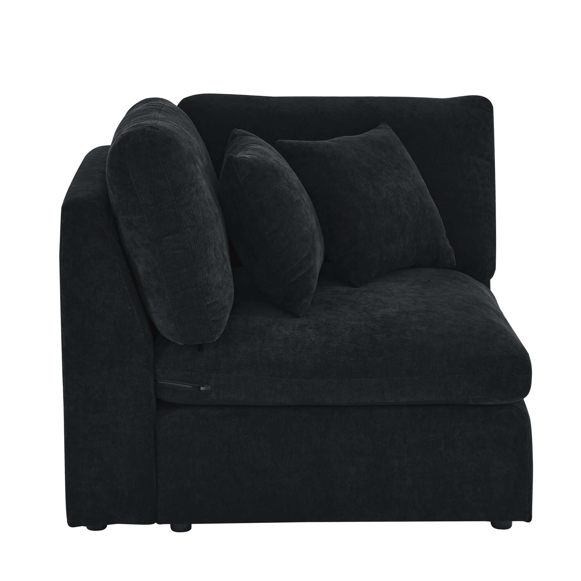 Sofa L Shape, Corner Sectional Couch with Ottoman, Black