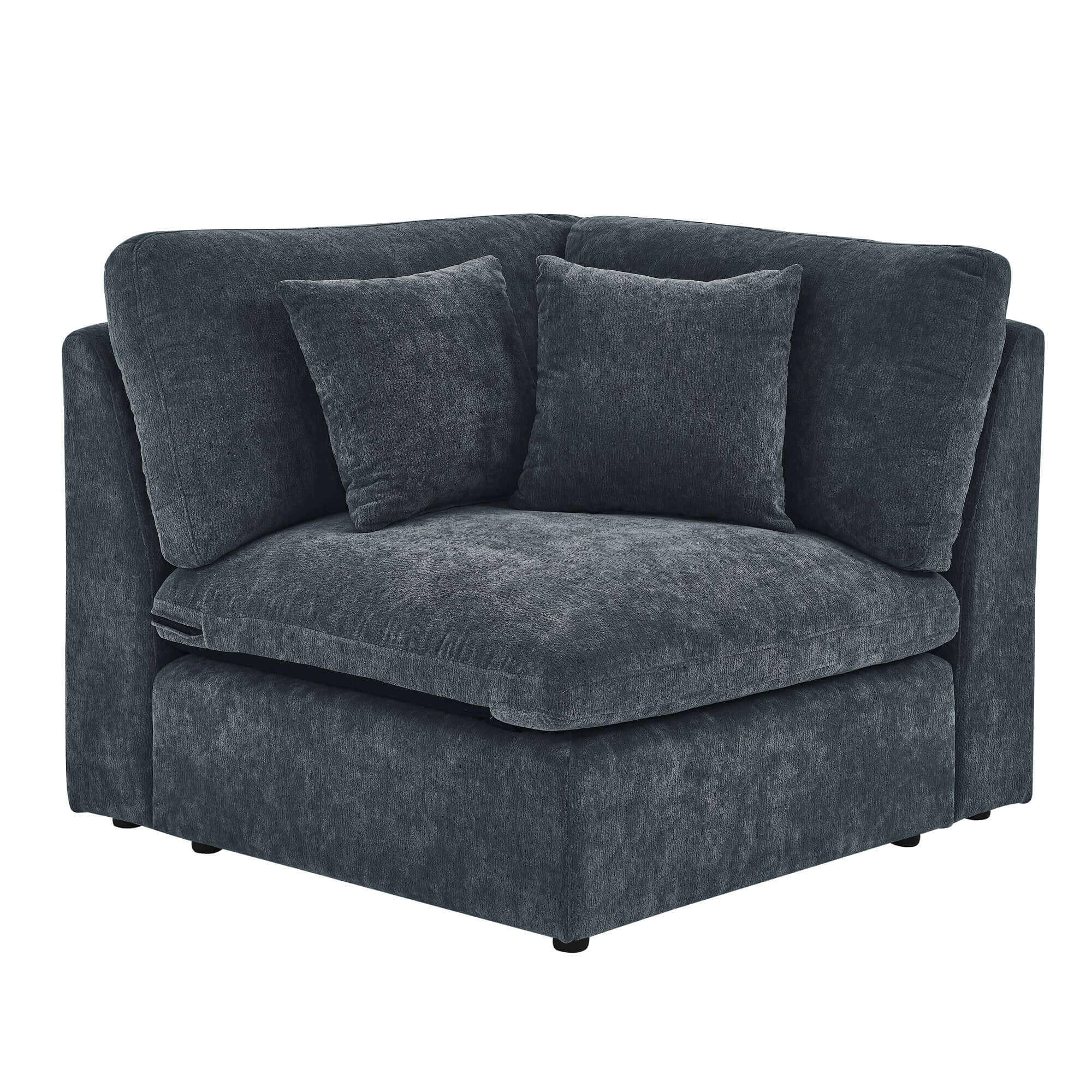 Sofa L Shape, Corner Sectional Couch with Ottoman, Gray