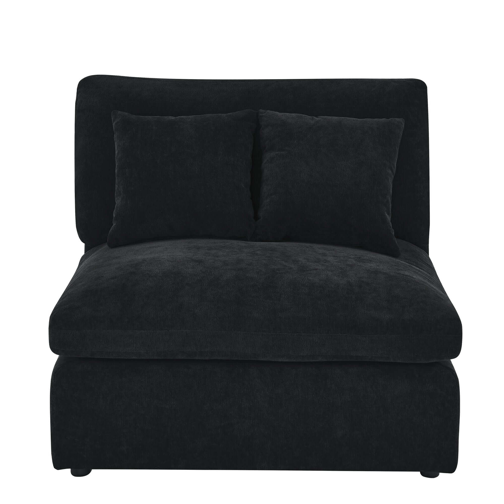 Sofa L Shape, Corner Sectional Couch with Ottoman, Black