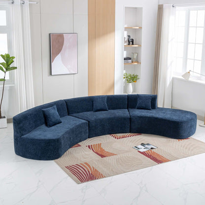 Curved Sofa, Modern Large Sectional Couch - Blue
