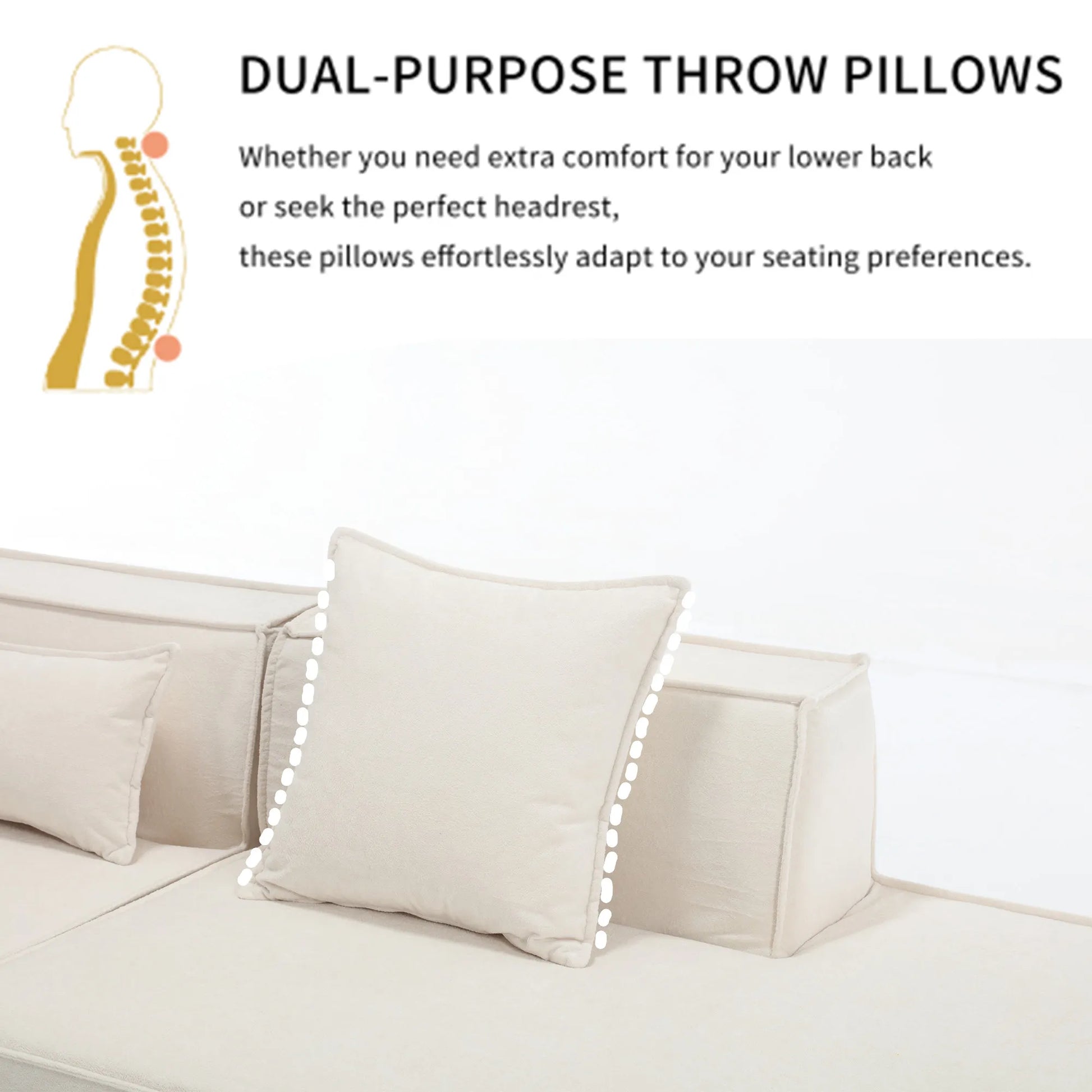 Modular Lounge Sofa, L Shaped Sectional with Chaise, Beige