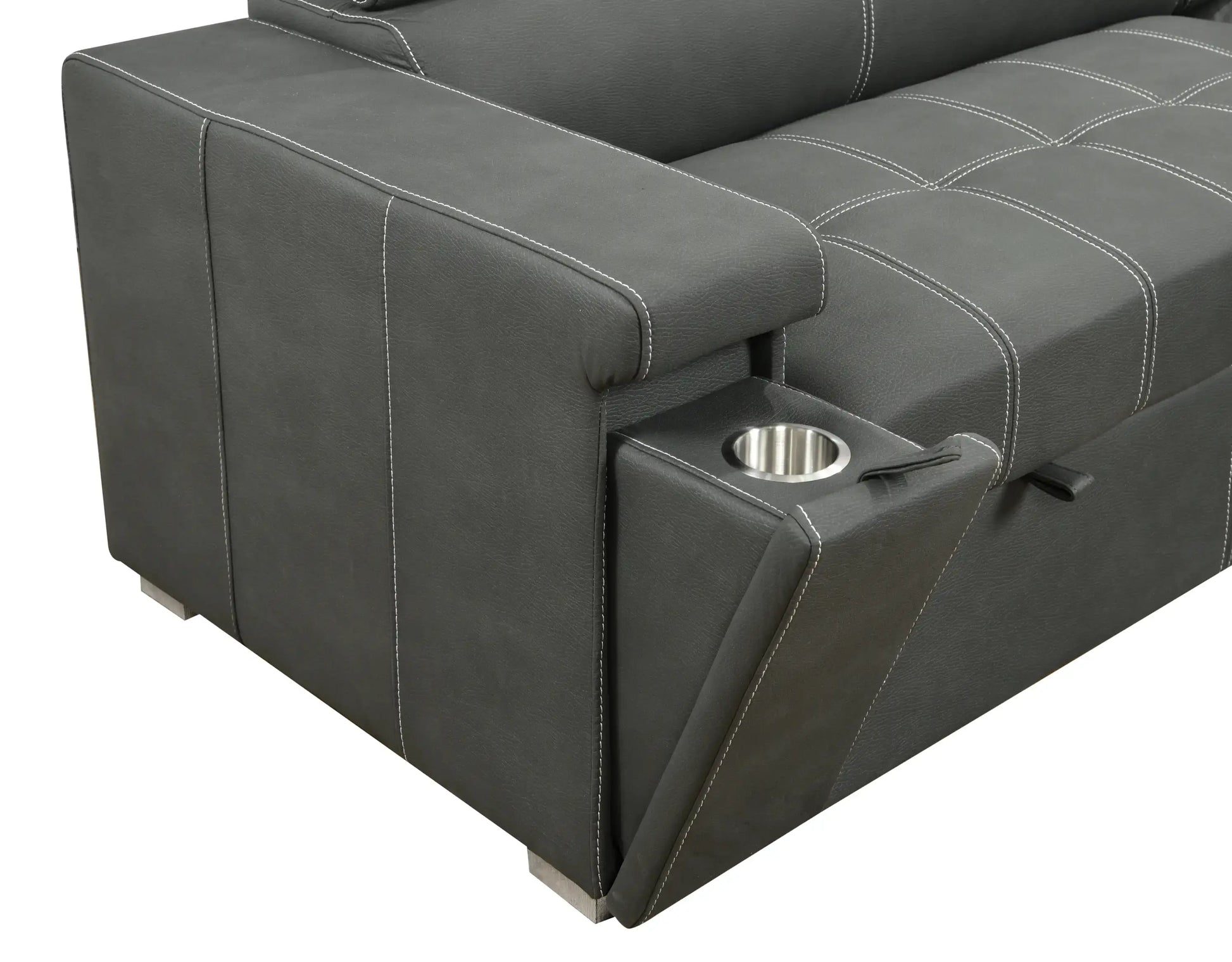 Louie L-Shaped Sofa Bed, Convertible Couch Pullout with Storage Chaise and Adjustable Headrest - Gray