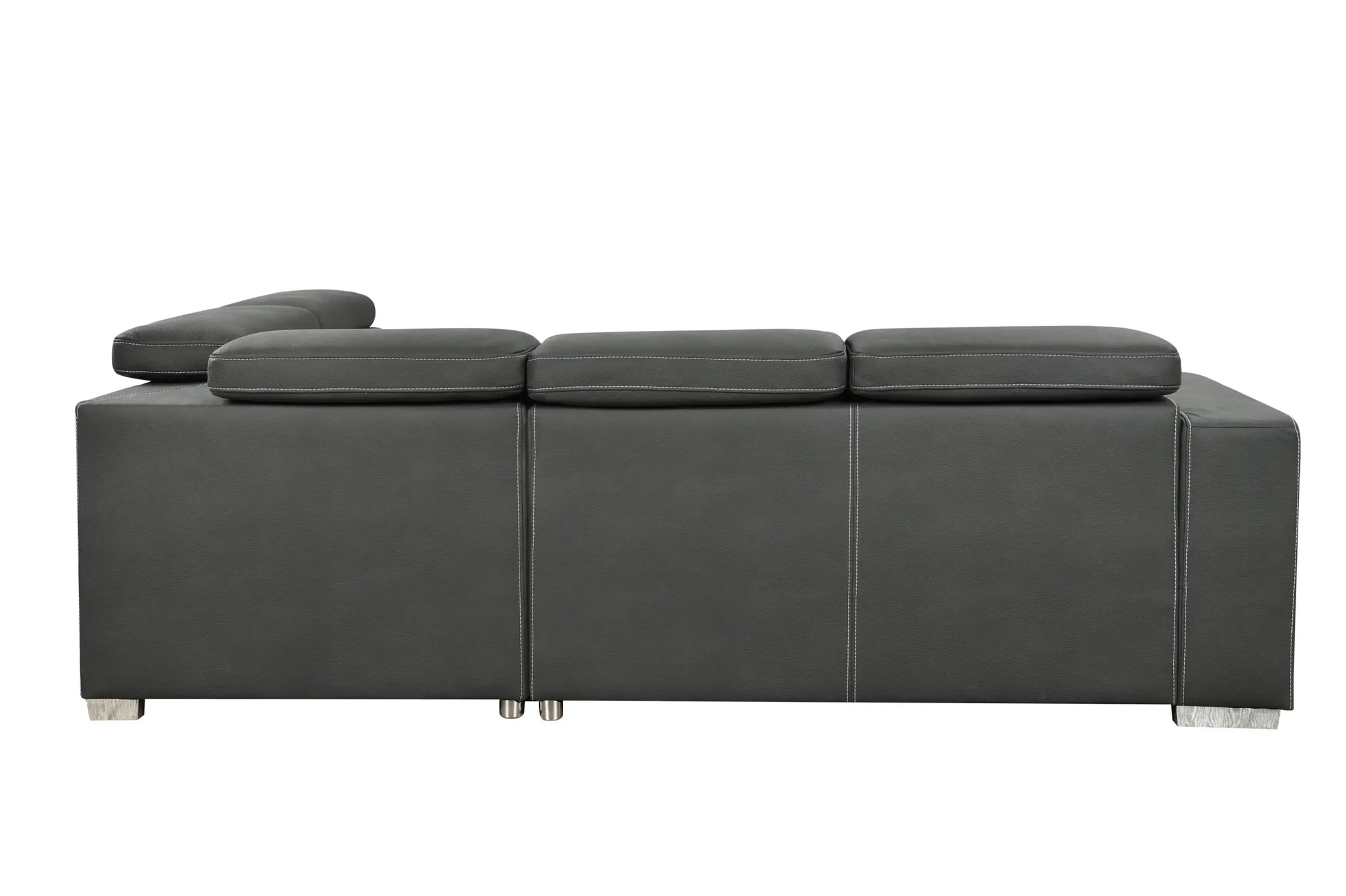 Louie L-Shaped Sofa Bed, Convertible Couch Pullout with Storage Chaise and Adjustable Headrest - Gray