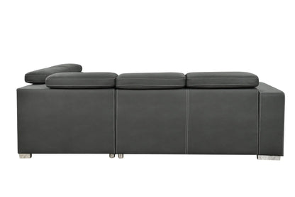 Louie L-Shaped Sofa Bed, Convertible Couch Pullout with Storage Chaise and Adjustable Headrest - Gray