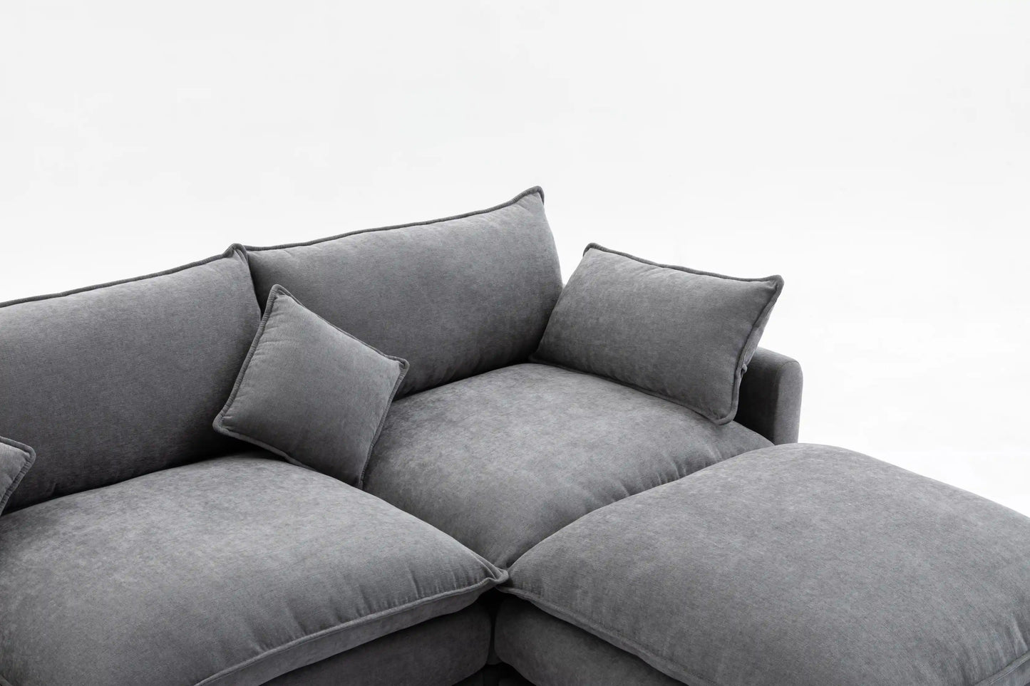 Louie Sofa L Shape, Modular Couch with Ottoman - Gray