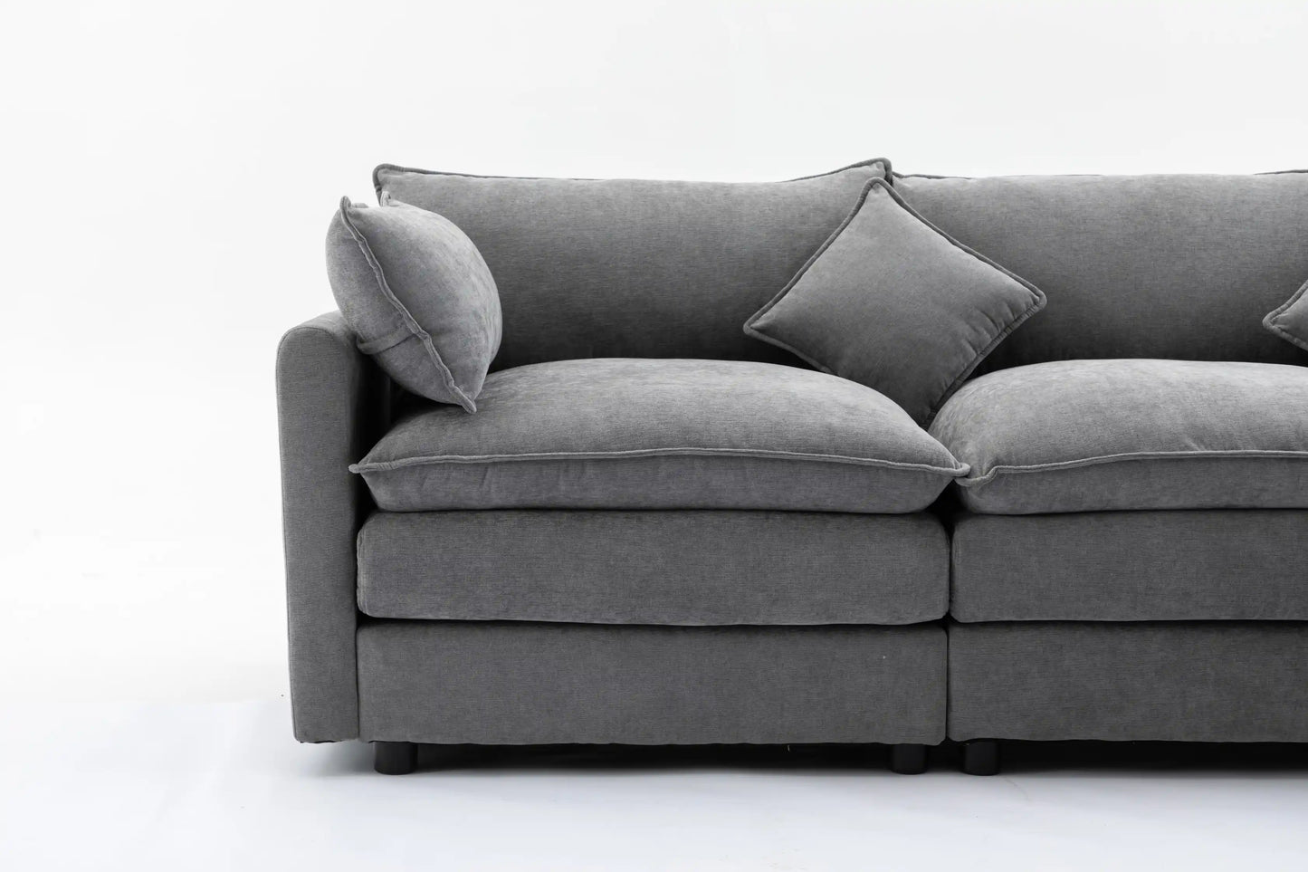 Louie Sofa L Shape, Modular Couch with Ottoman - Gray