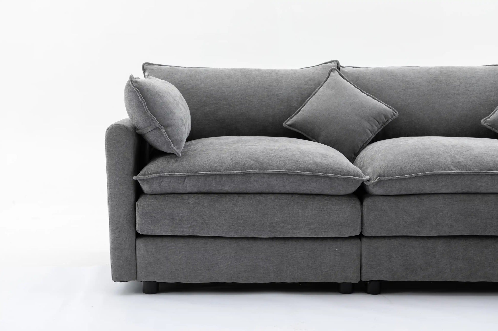 Louie Sofa L Shape, Modular Couch with Ottoman - Gray