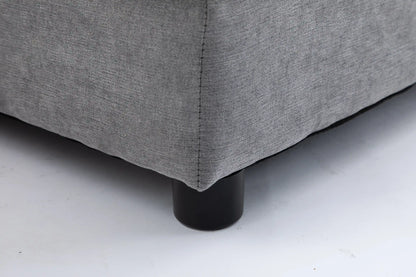Louie Sofa L Shape, Modular Couch with Ottoman - Gray
